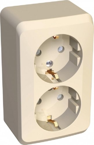 Розетка с заземлением накладная Systeme Electric Этюд 2-м. шторки кремовый фото Розетка с заземлением накладная Systeme Electric Этюд 2-м. шторки кремовый картинка